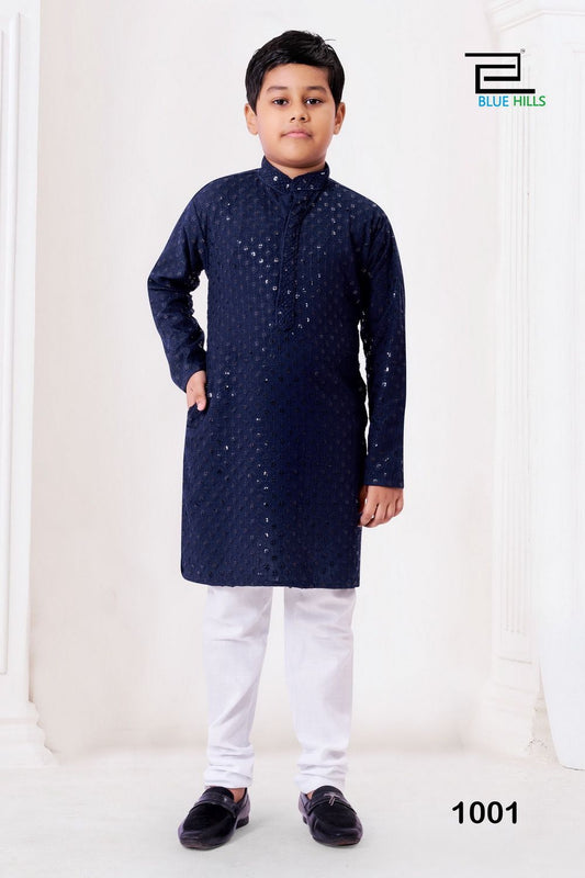 Navy blue Rayon chikankari kurta set