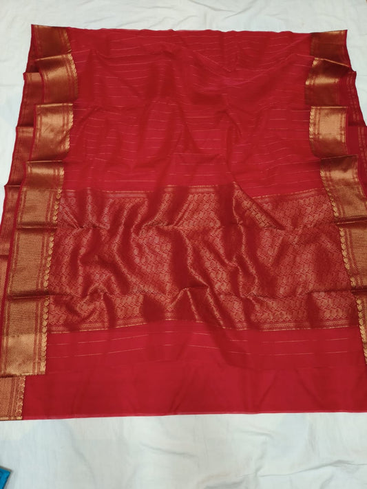 Red pure chanderi katan silk sarees