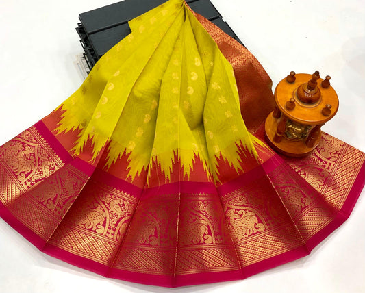 Lime Chanderi Kuppadam sarees