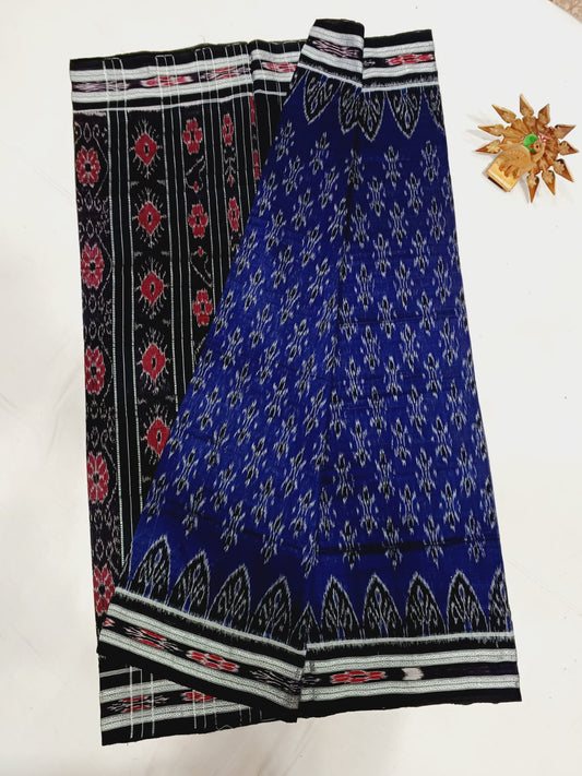 Navy blue and black ikkat mercerised Cotton sarees