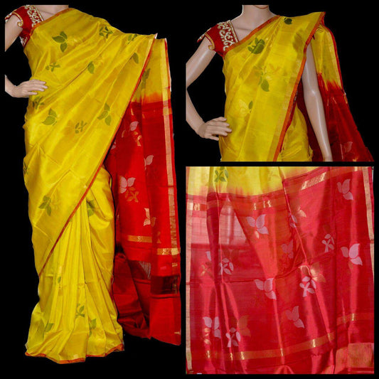 Yellow and red Uppada Jamdani Sarees