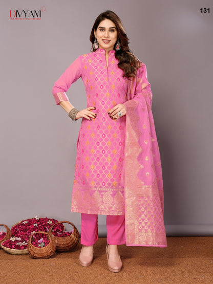 Pink chanderi readymade suits