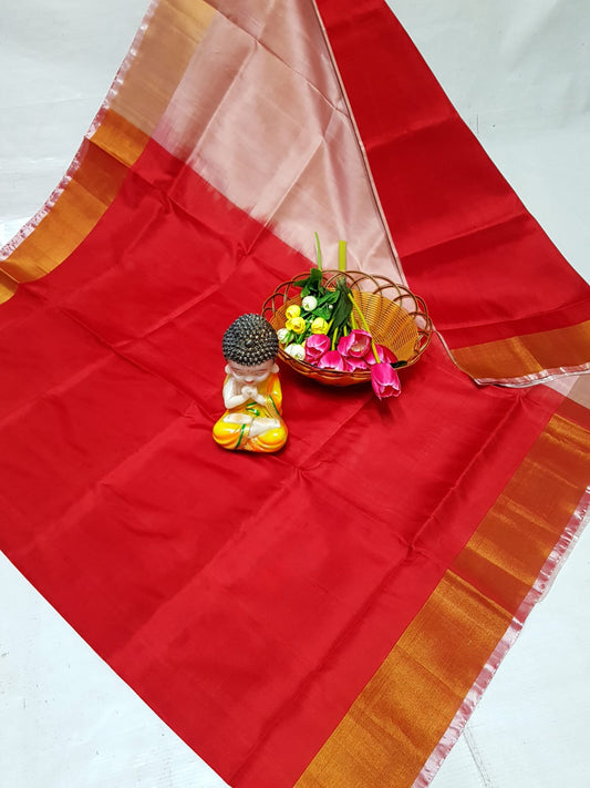 Red uppada plain silk sarees