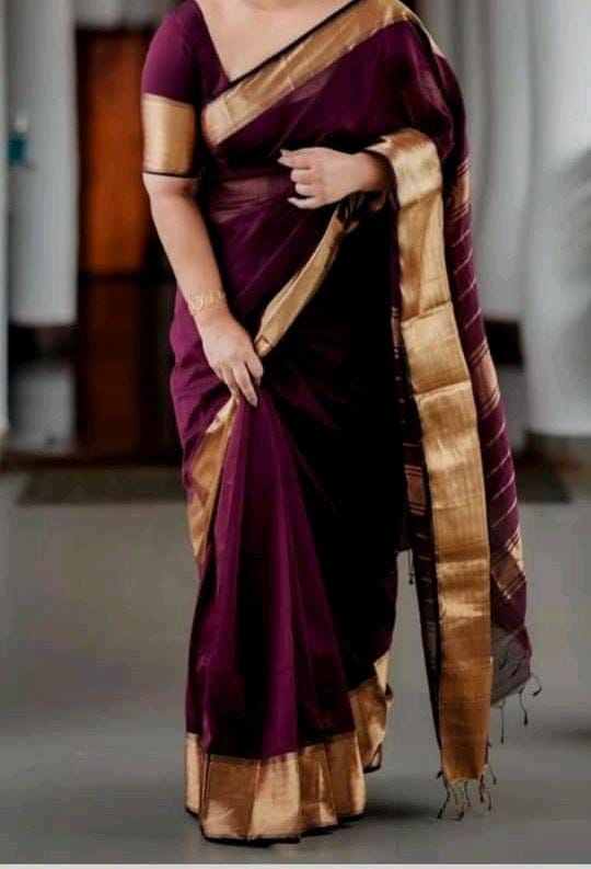 Dark purple Maheshwari big border sarees