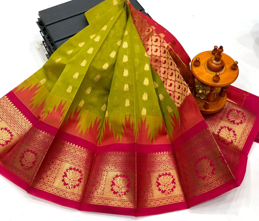 Olive green Chanderi Kuppadam sarees