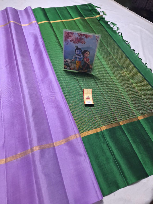 Lavender Pure kanchipuram plain silk sarees