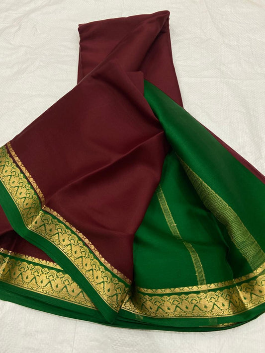 Maroon Pure Mysore crepe silk sarees