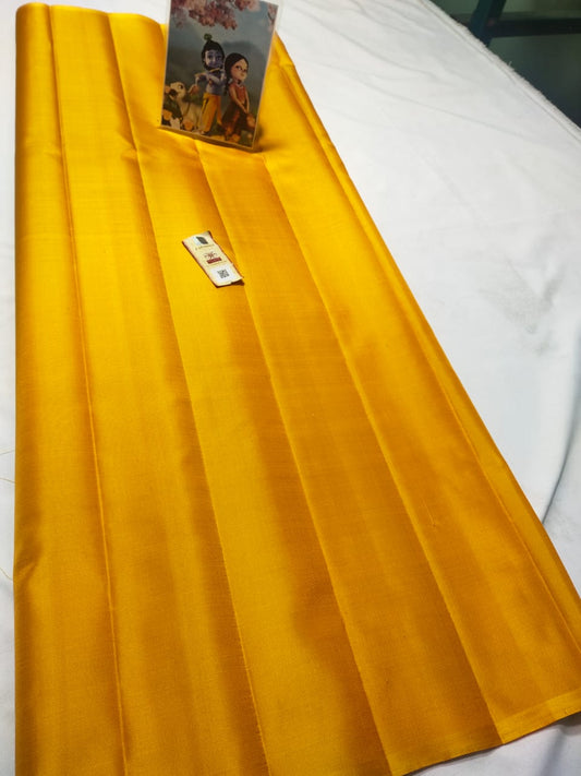 Mango yellow Pure kanchipuram plain silk sarees