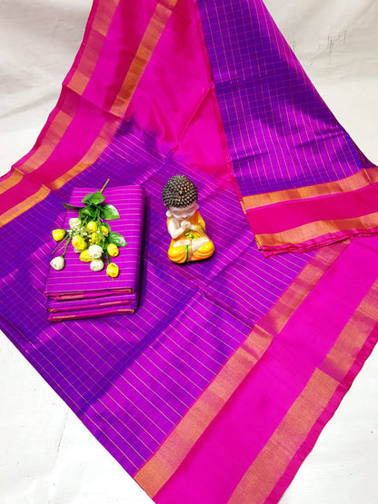 Purple uppada mahanati checks sarees