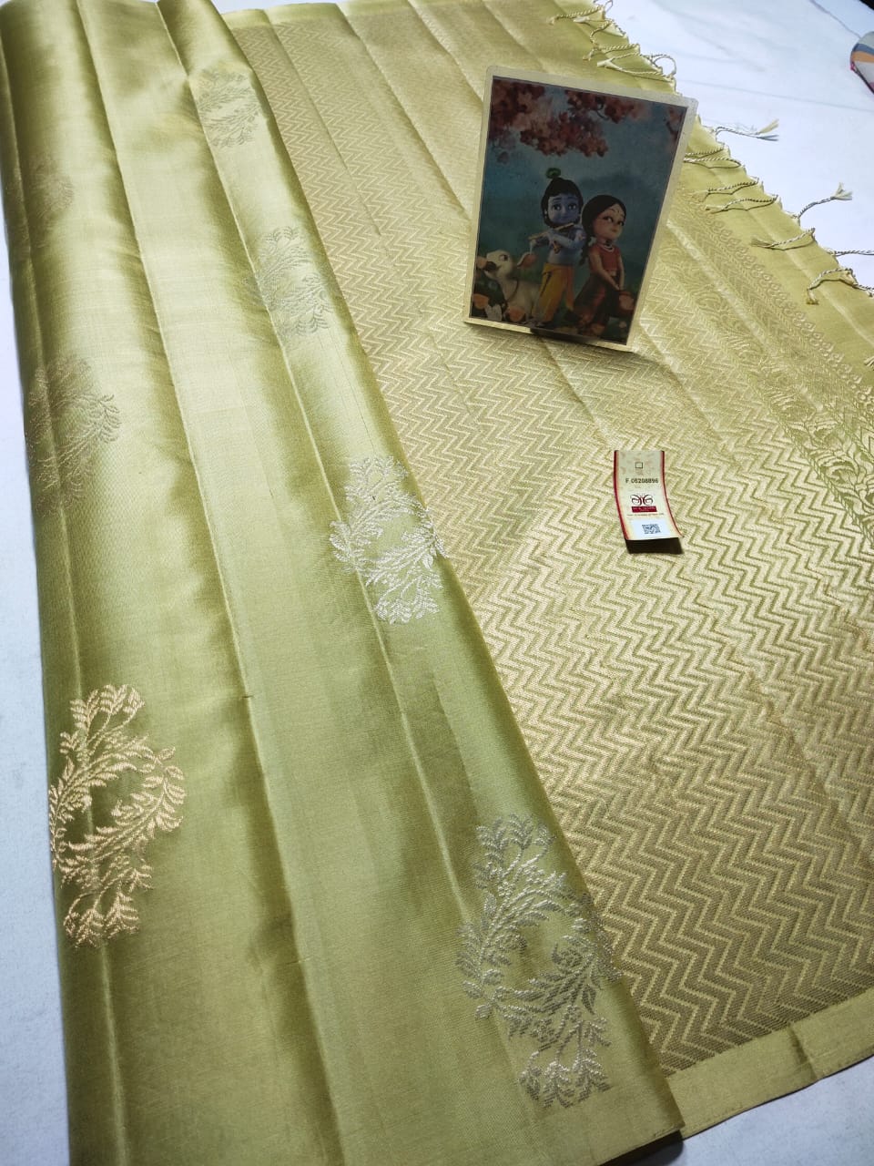 Pista green Pure kanchipuram soft silk sarees