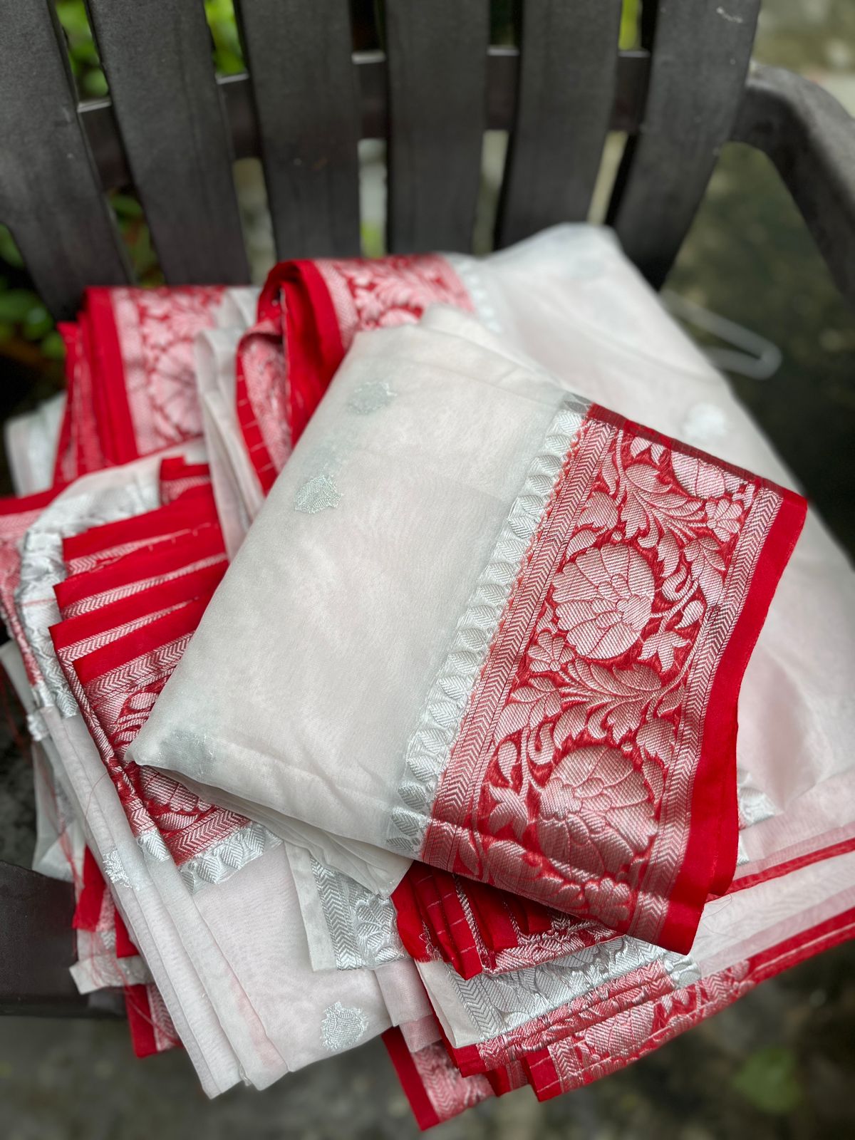 White Banarasi kora organza sarees