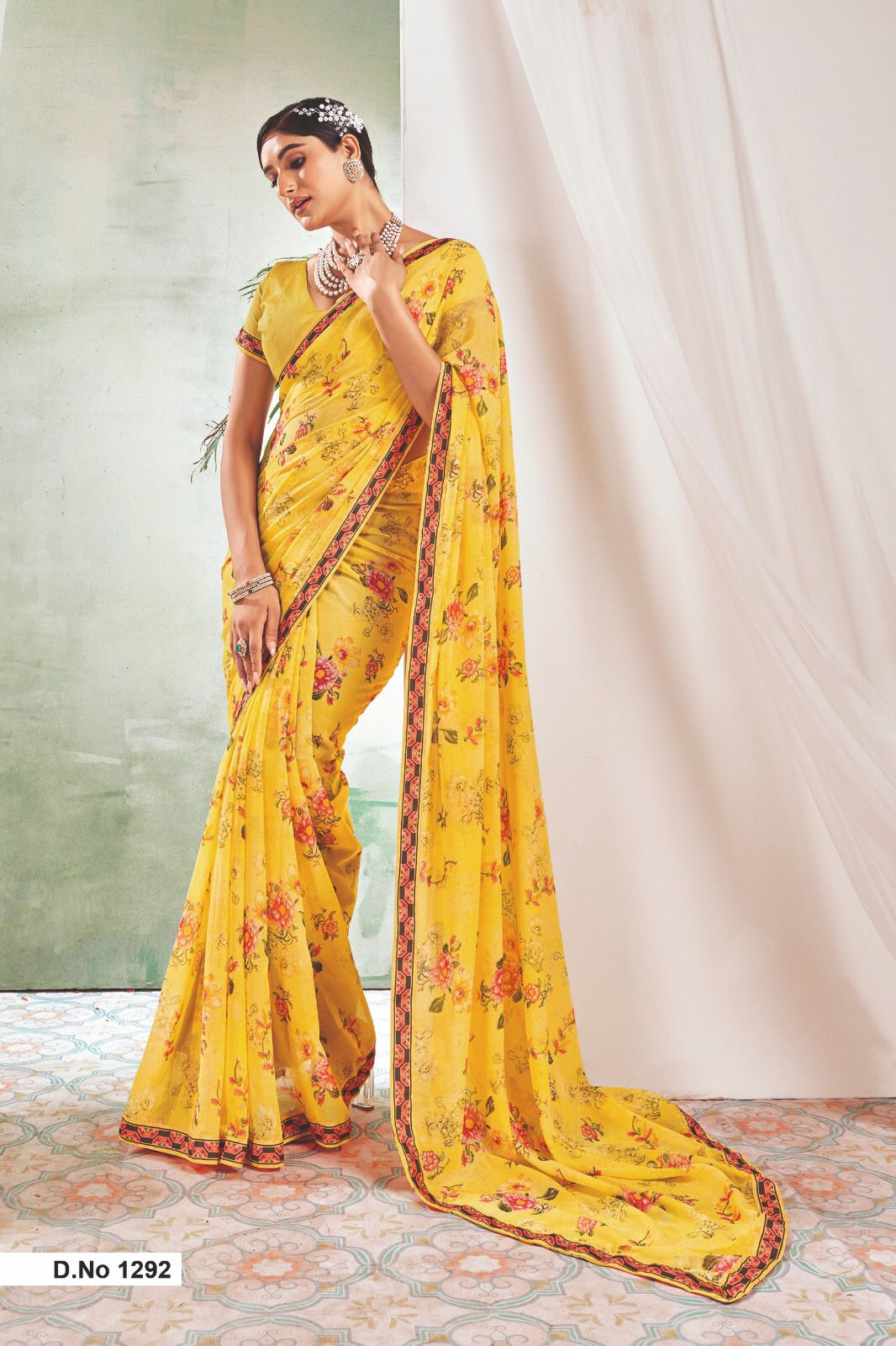 Yellow georgette sarees