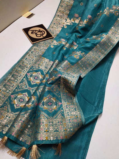 Peacock green handloom Banarasi semi georgette silk sarees