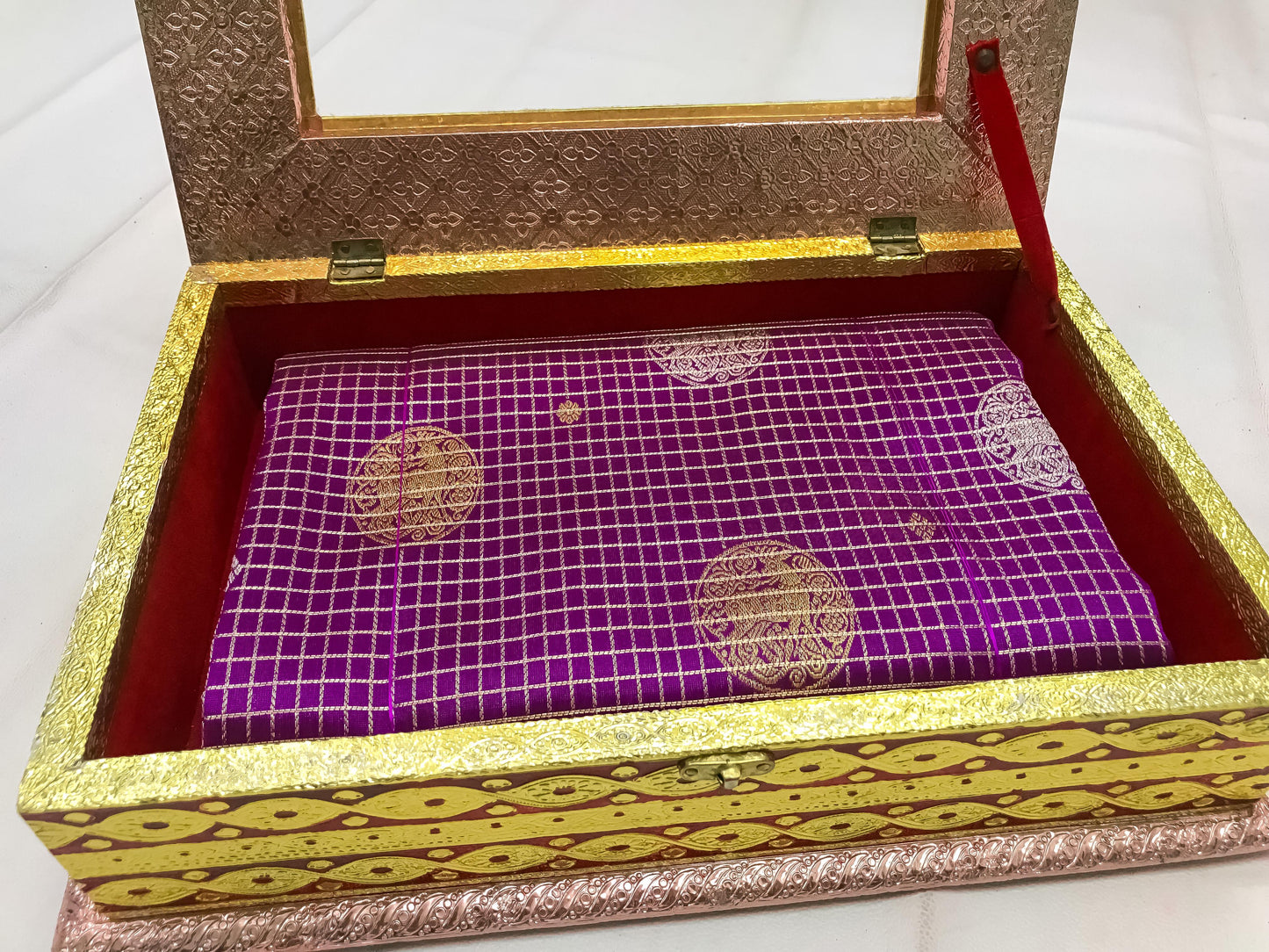 Dark purple with orange Pure Venkatagiri silk sarees