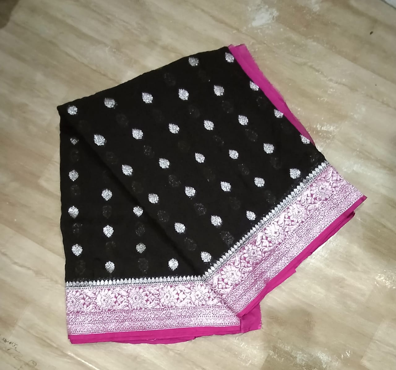 Black Banarasi semi khaddi sarees