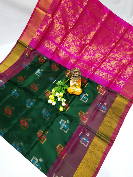 Bottle Green and pink uppada pattu sarees