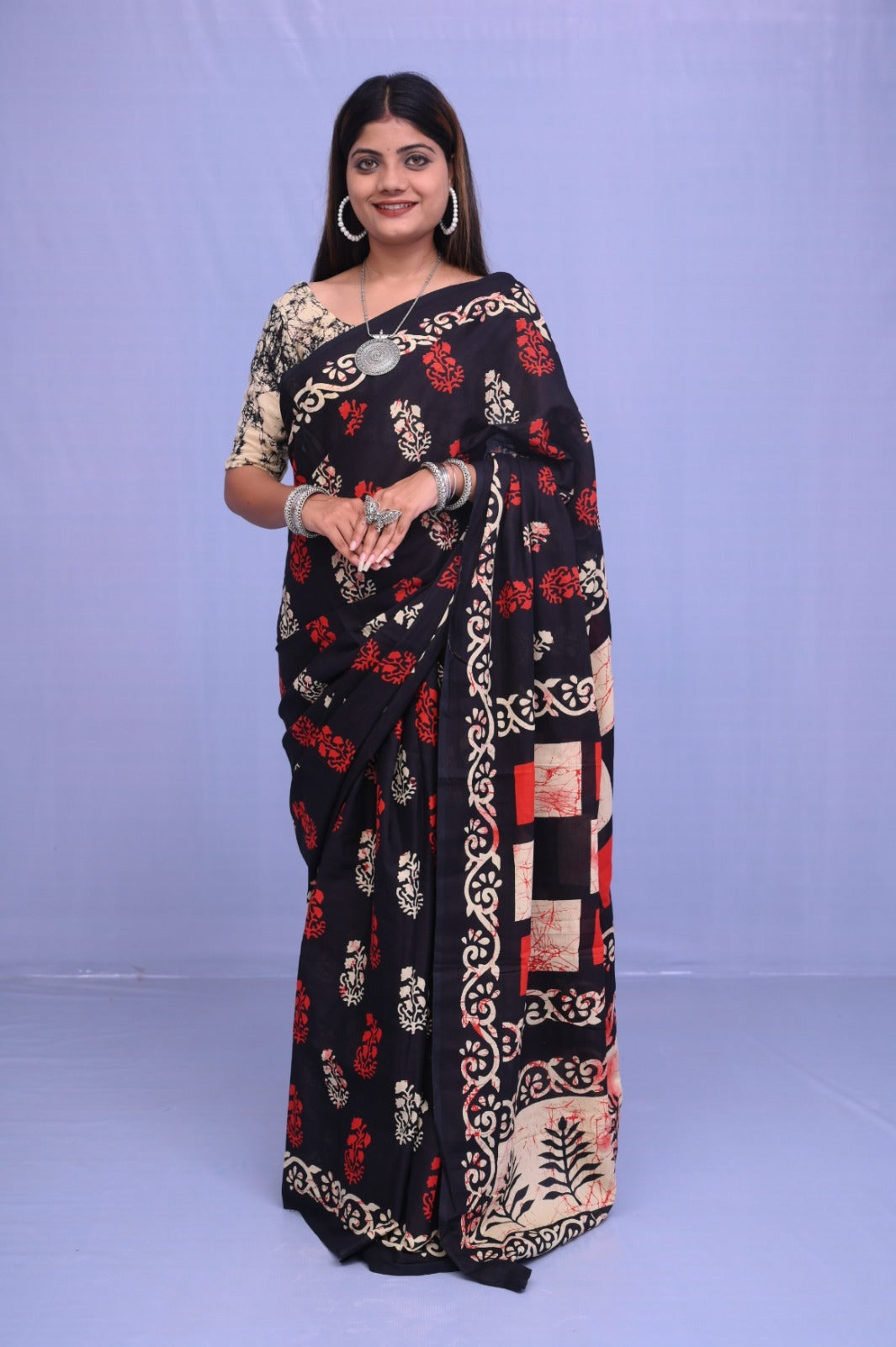 Black mulmul cotton sarees