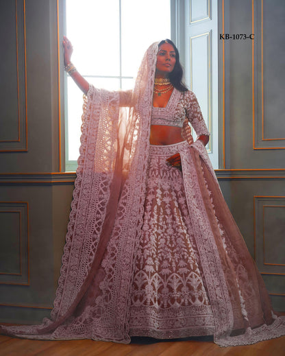 Heavy net embroidery bridal lehenga