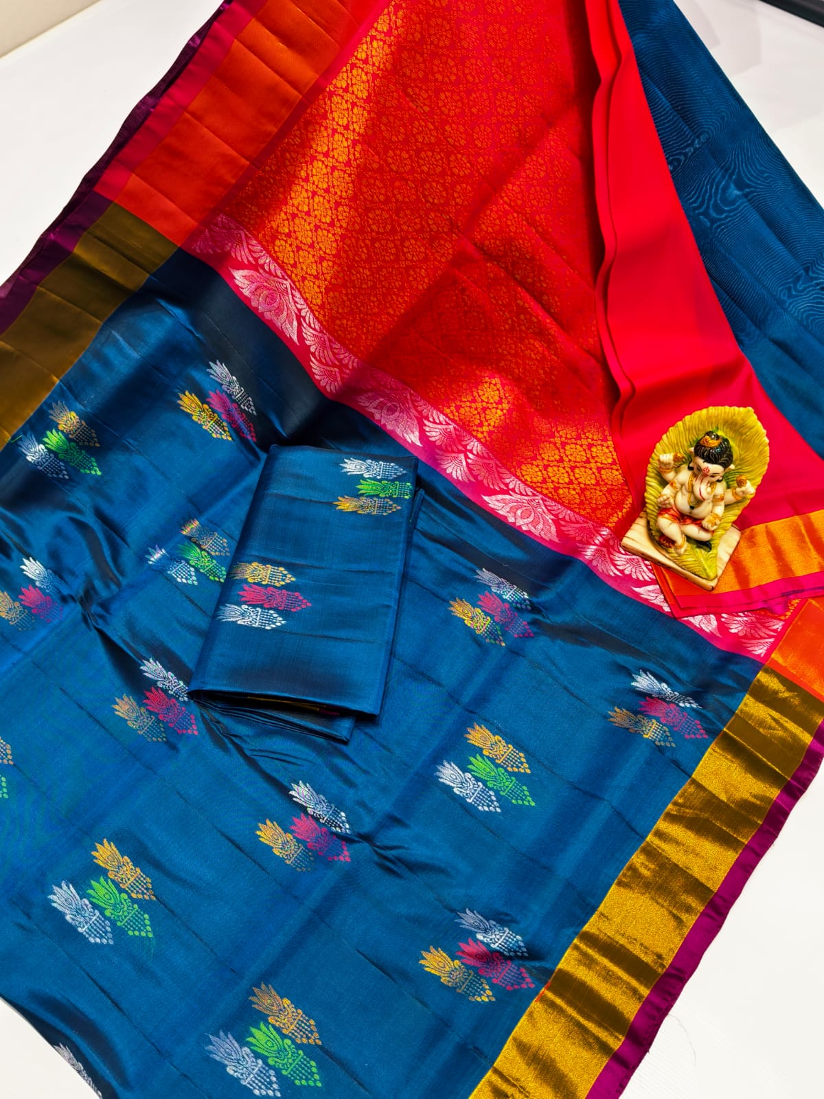 Navy blue uppada 4 ply pattu sarees