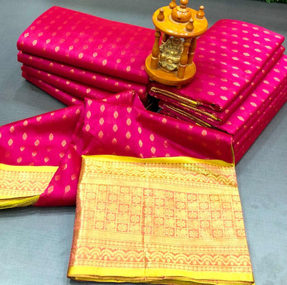 Deep pink Kuppadam kanchi border sarees