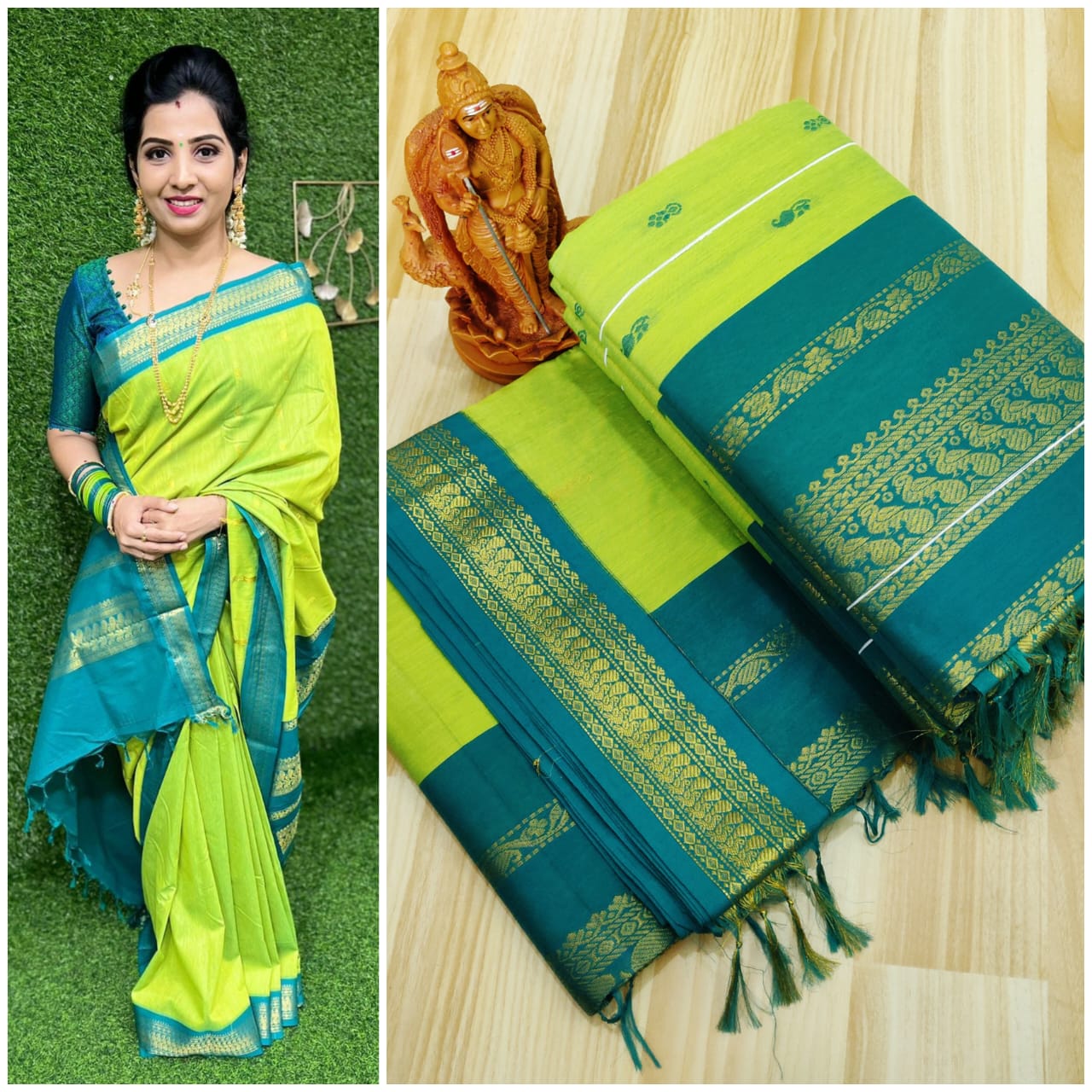 Apple green kalyani cotton sarees