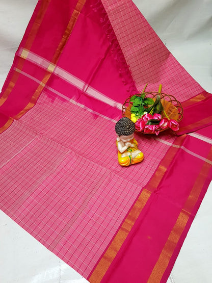 Pink Tripura silk mahanati checks sarees