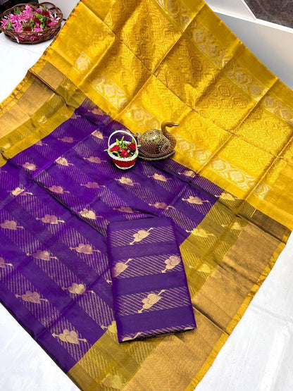 Dark purple Uppada pattu sarees