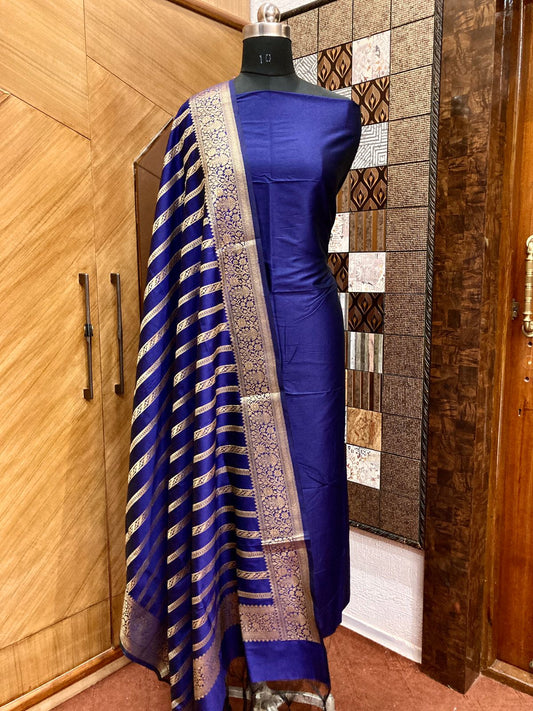 Navy blue Banarasi silk suits