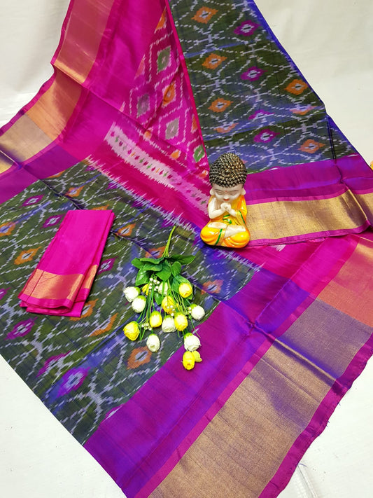 Bottle green uppada pochampally sarees