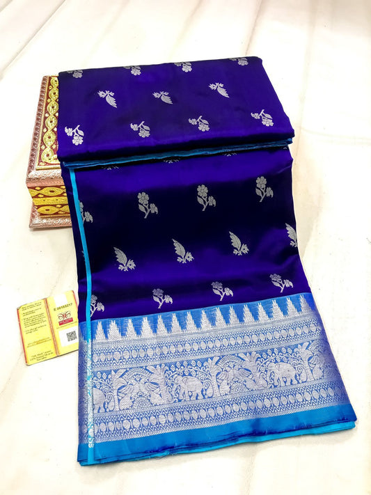 Navy blue Pure Venkatagiri silk sarees