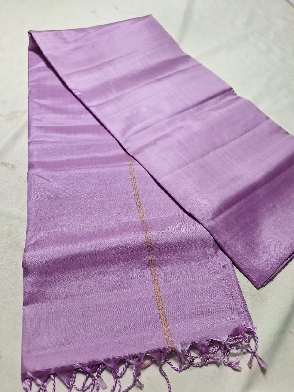 Lavender Pure kanchipuram plain silk sarees