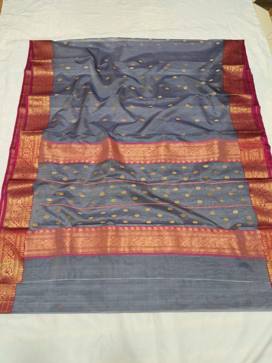 Gray chanderi katan silk sarees