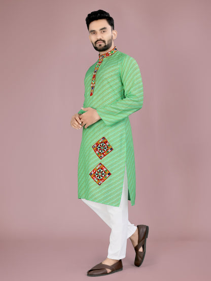 Green traditional Navratri kurta and Pyjama Set