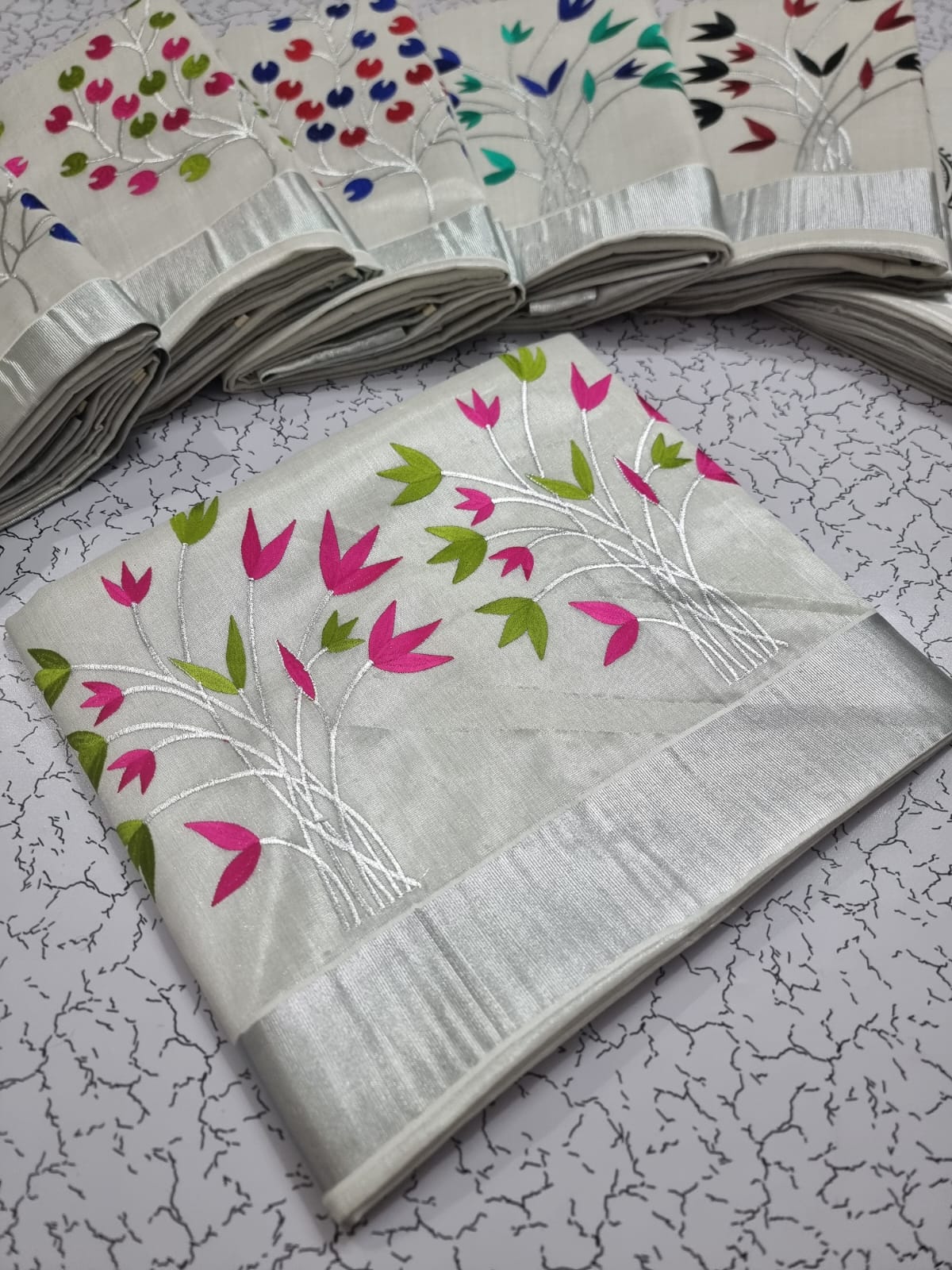 Onam Kerala tissue embroidery sarees