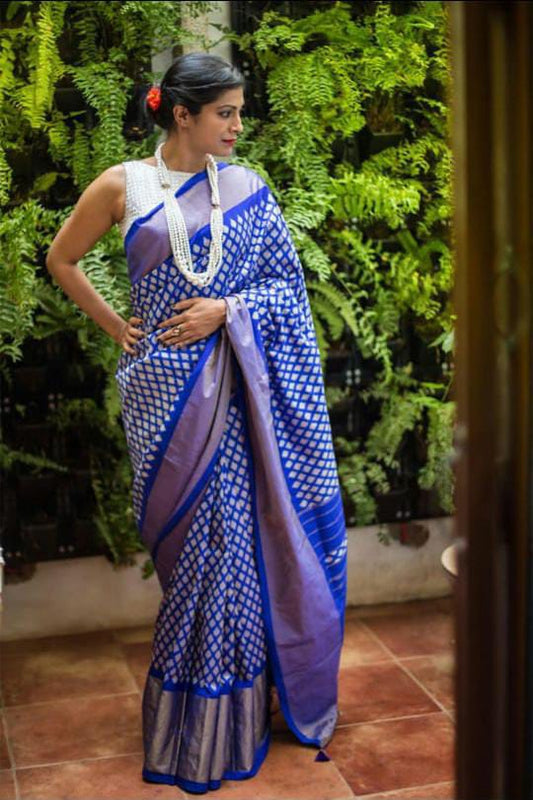 Blue handloom pochampally ikkat silk sarees