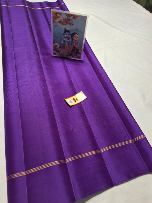 Violet Pure kanchipuram plain silk sarees