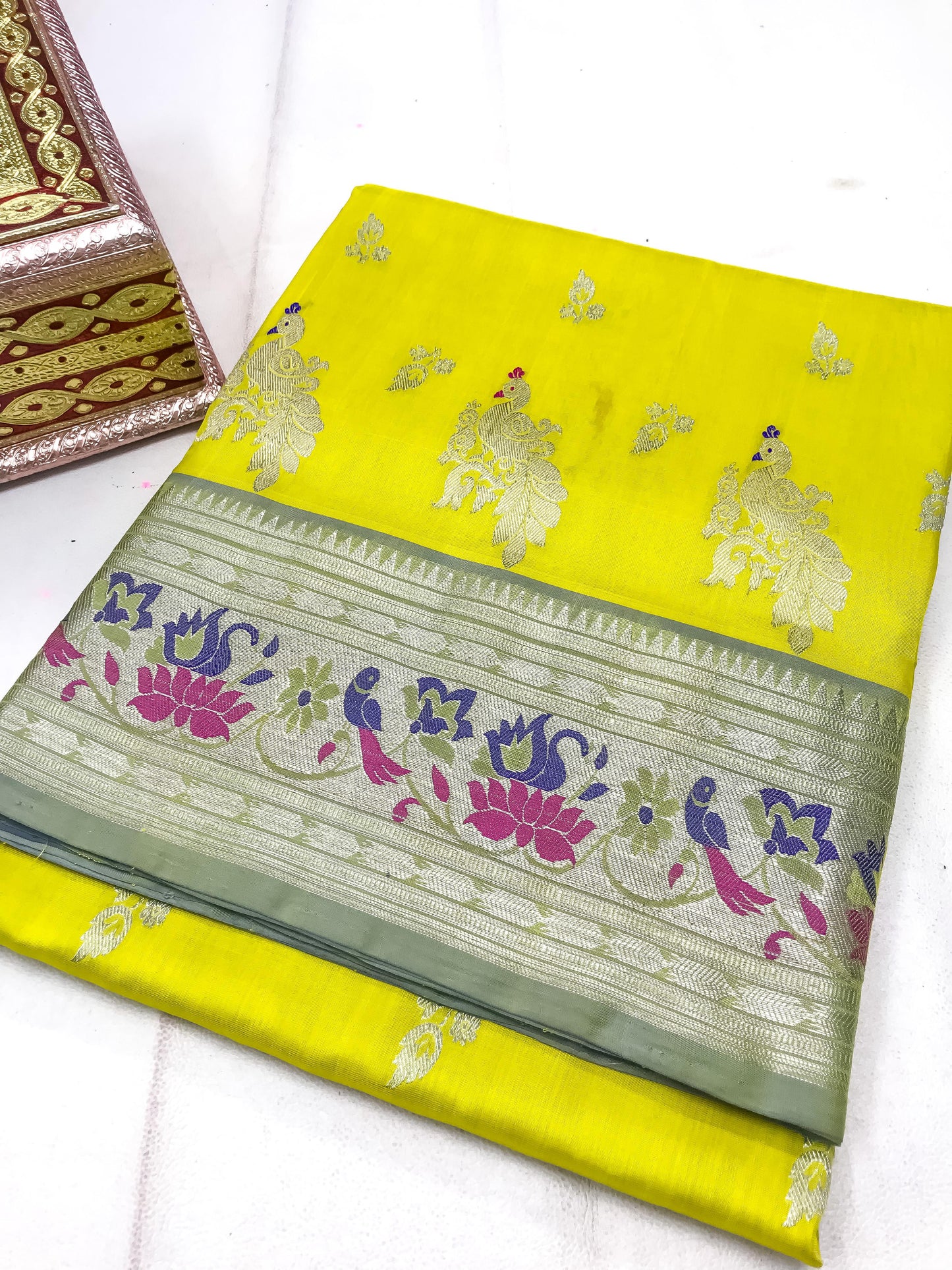 Yellow Pure Venkatagiri silk sarees