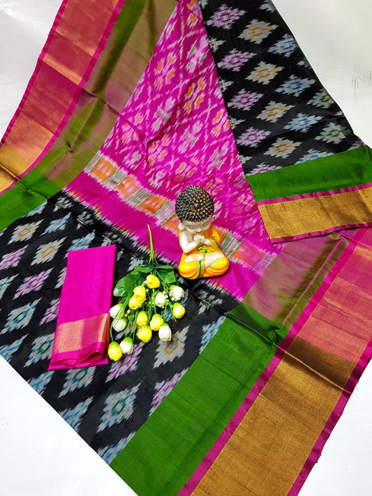 Black and pink uppada pochampally sarees