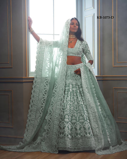 Heavy net embroidery bridal lehenga