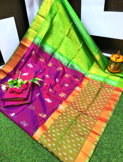 Uppada silk sarees with jamdani butta