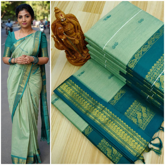 Pista green kalyani cotton sarees