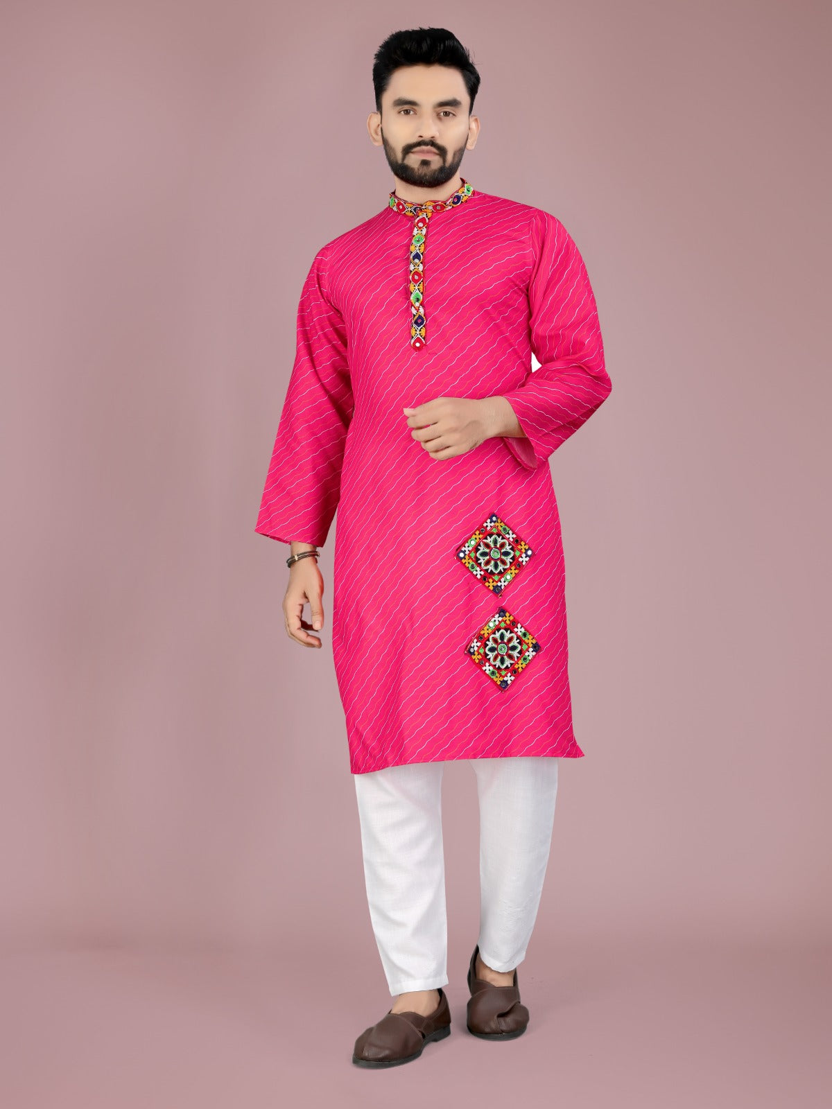 Pink traditional Navratri kurta and Pyjama Set