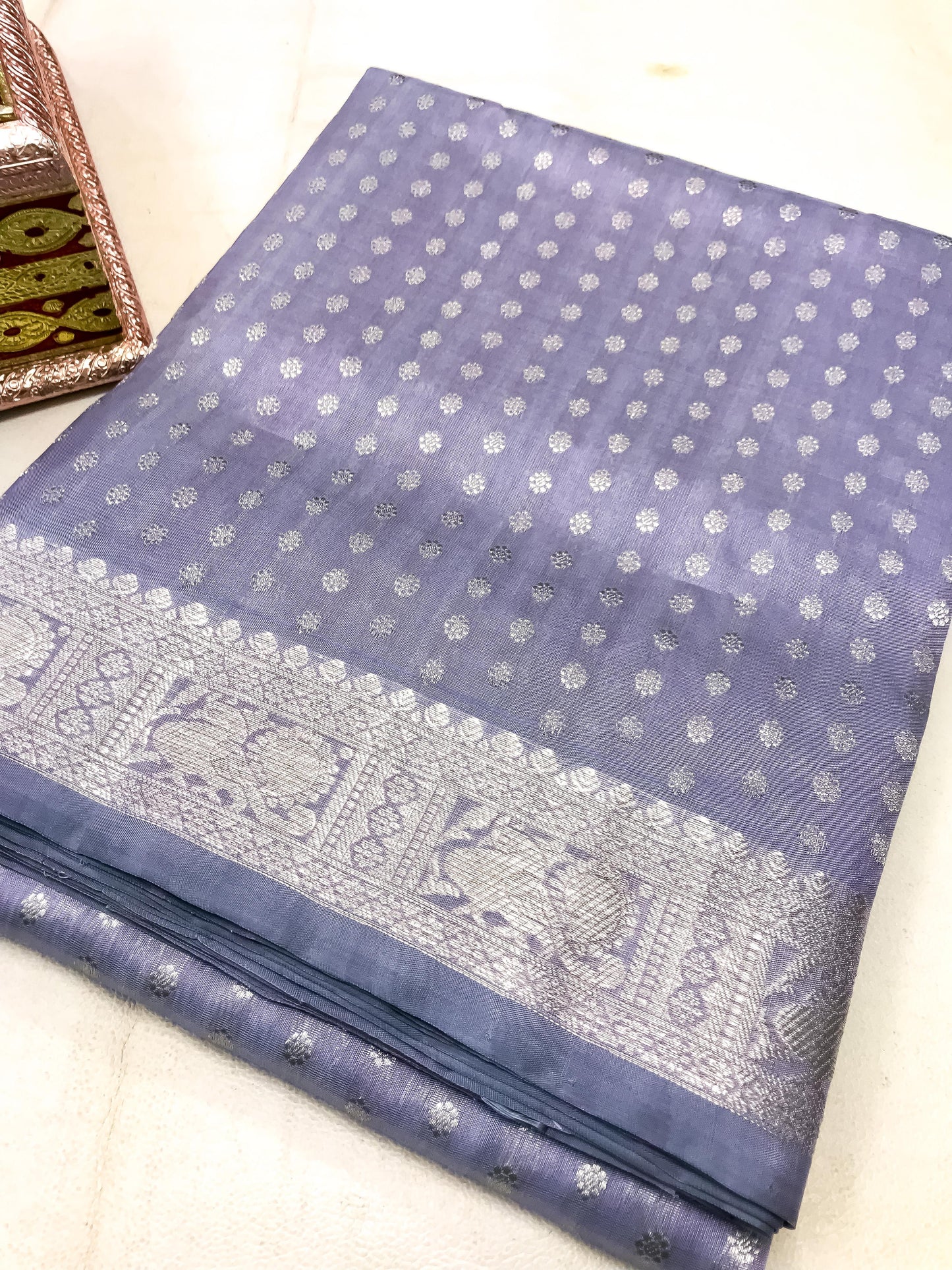 Dark grey Pure Venkatagiri silk sarees