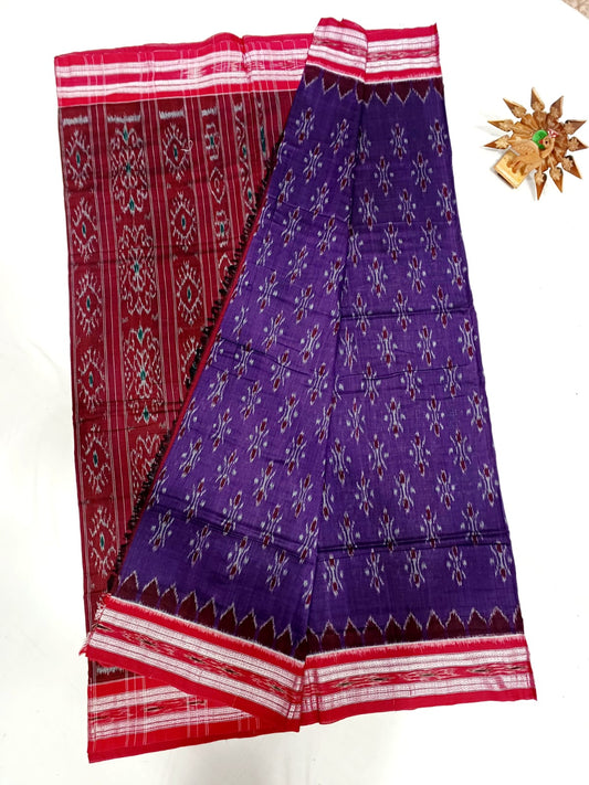 Dark purple ikkat mercerised Cotton sarees