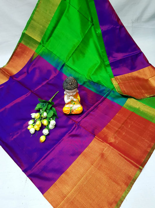 Dark purple and green Uppada big border sarees