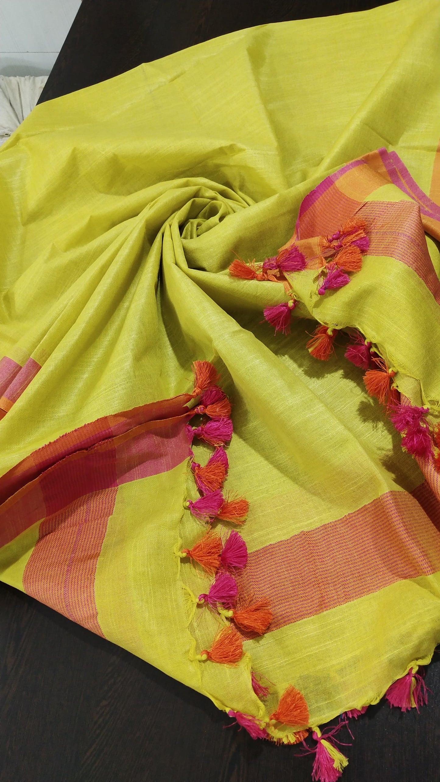 Lime green soft linen dupatta