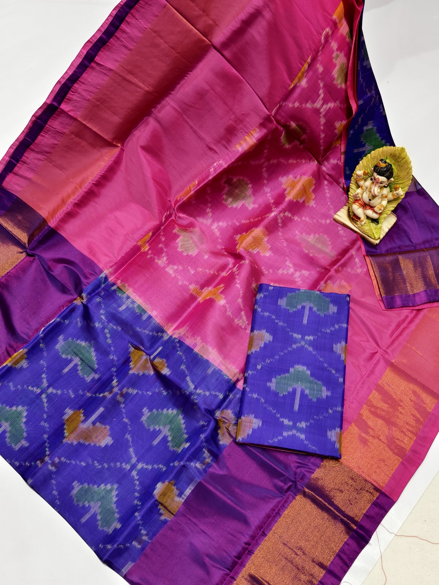 Navy blue and pink Uppada soft silk sarees