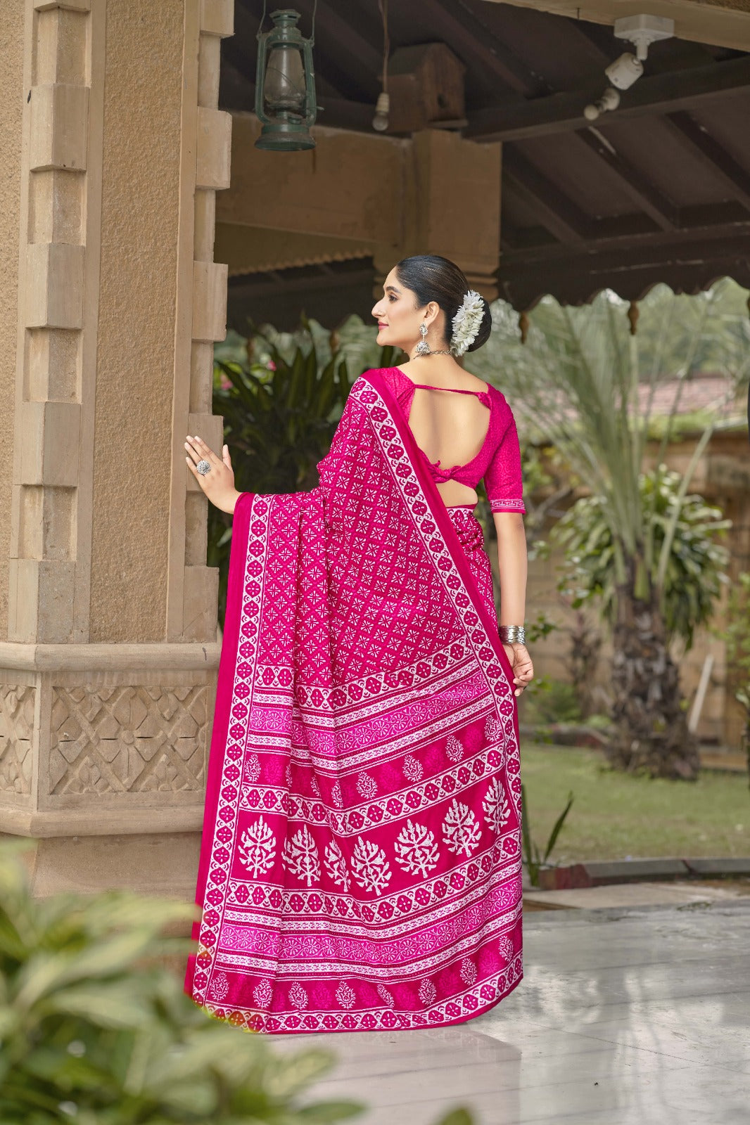 Pink mulmul cotton sarees