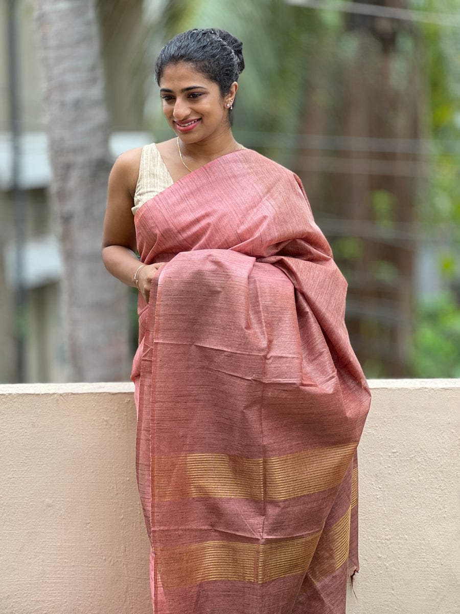 Peach semi munga silk sarees