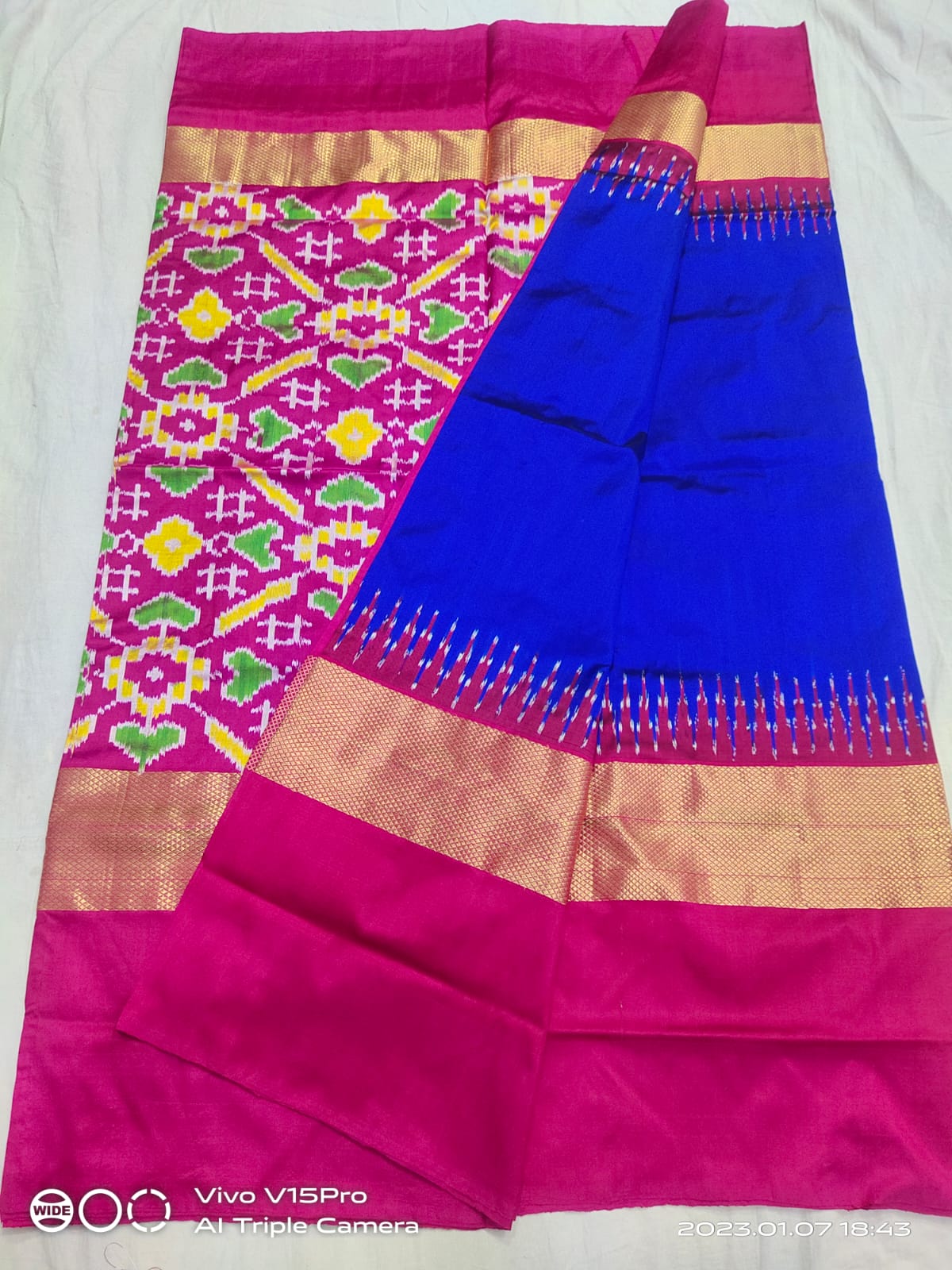 Dark blue pochampally ikkat silk sarees